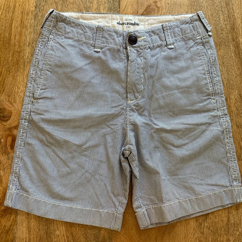 Blue and white pinstripe kids shorts